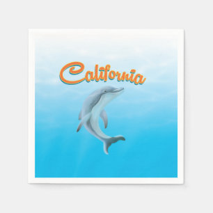 Vintage California Dolphin travel poster Napkin