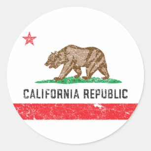 Vintage California Flag Classic Round Sticker