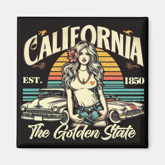 Vintage California Girl Magnet (Front)