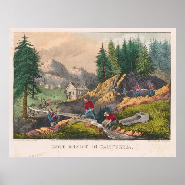 Vintage California Gold Rush Illustration (1871) Poster (Front)