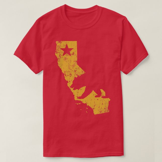 Vintage California Golden State Map T-Shirt (Design Front)