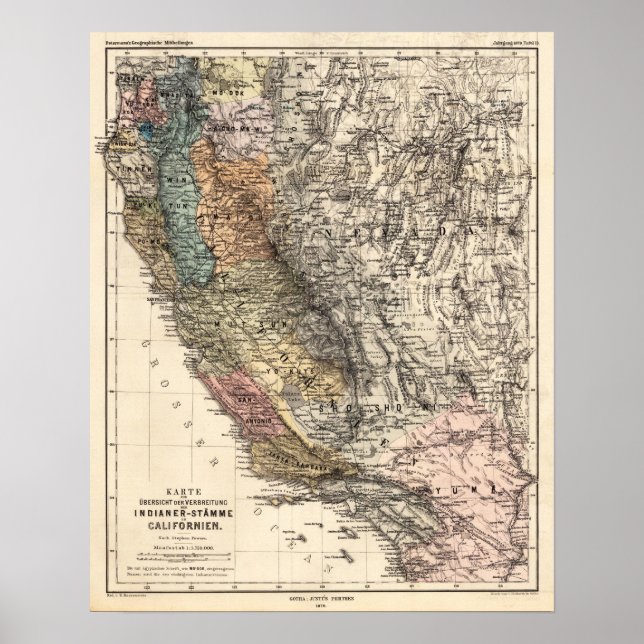 Vintage California Historic Map USA Poster (Front)