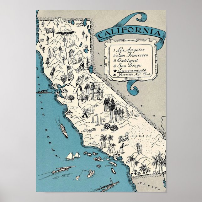 Vintage California Map Poster (Front)