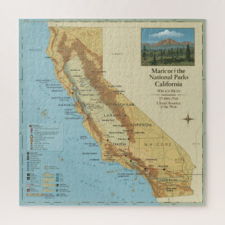 Vintage California National Parks Map Art Jigsaw Puzzle