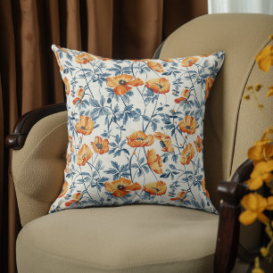 Vintage California Poppies Cushion