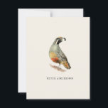 Vintage California quail flat note card<br><div class="desc">An elegant note card perfect for sending thank you notes. This design features a watercolor illustration of a vintage style California Quail in ecru background. Perfect for bird,  animal and nature lovers.</div>
