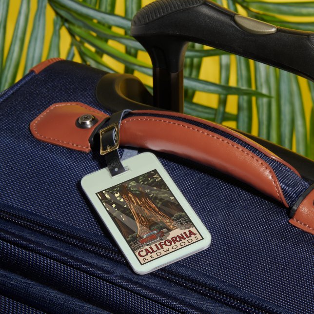 Vintage California Redwoods Travel Luggage Tag (Front Insitu 1)