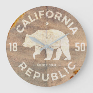 Vintage California Republic Round Wall Clock