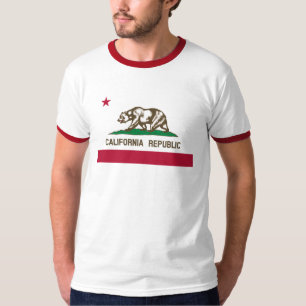 Vintage California Republic State Flag Red Ringer T-Shirt