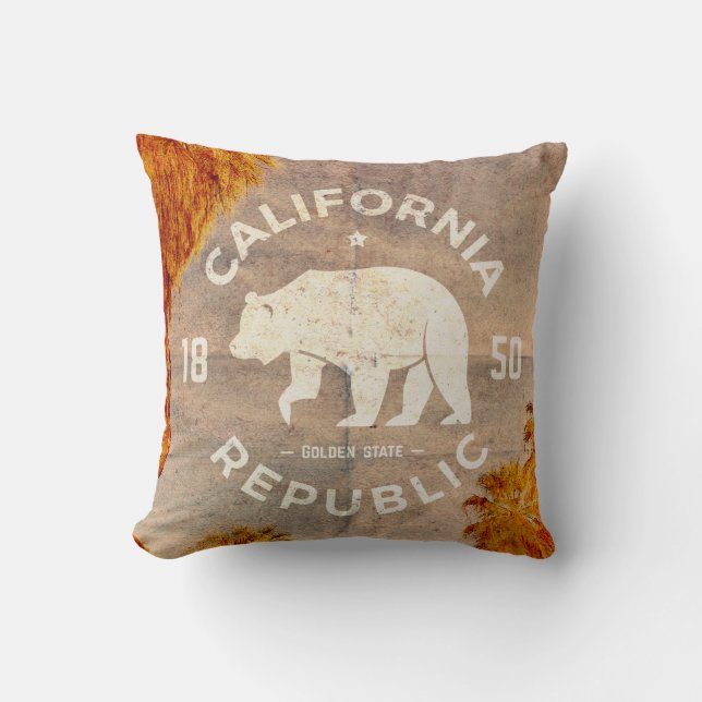 Vintage California Republic Throw Pillow (Front)