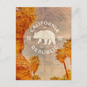 Vintage California Republic Travel Postcard