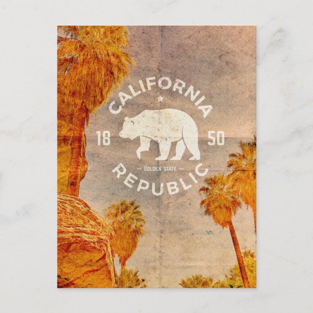 Vintage California Republic Travel Postcard (Front)
