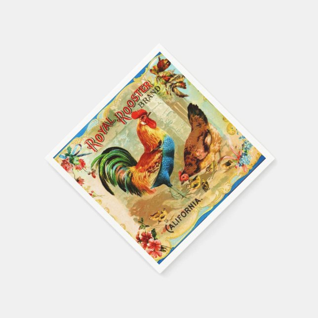 Vintage California Royal Rooster Napkin (Corner)