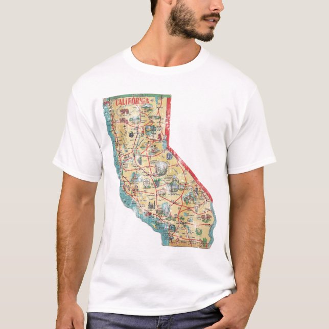 Vintage California State Map T-Shirt (Front)