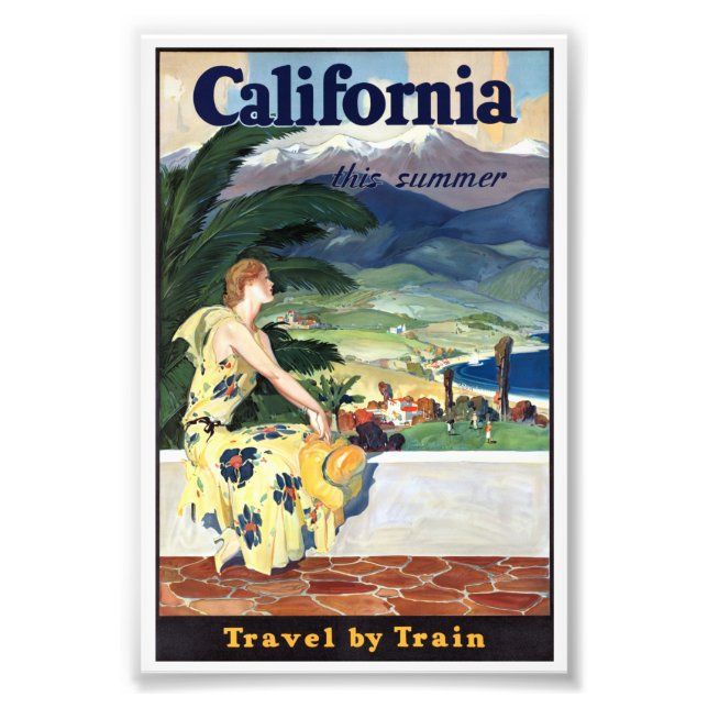 Vintage California Summer Travel by Train Poster (Front)