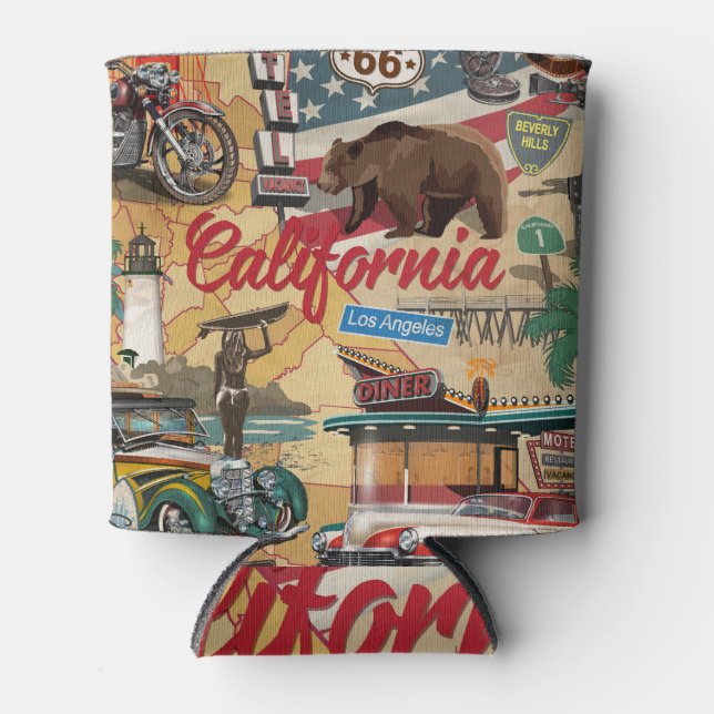 Vintage California: tourist attractions map. Can Cooler (Front)