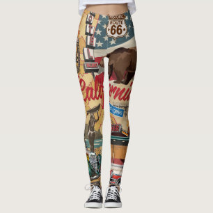 Vintage California: tourist attractions map. Leggings
