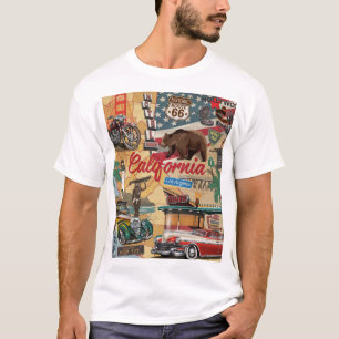 Vintage California: tourist attractions map. T-Shirt