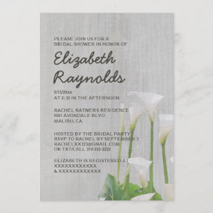 Vintage Calla Lillies Bridal Shower Invitations