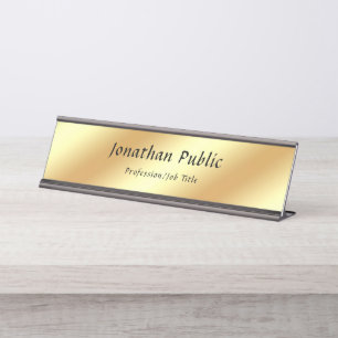 Vintage Calligraphed Name Elegant Gold Classic Desk Name Plate