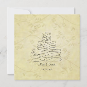 Vintage Calligraphy Flourish Cake Sq. Invitation