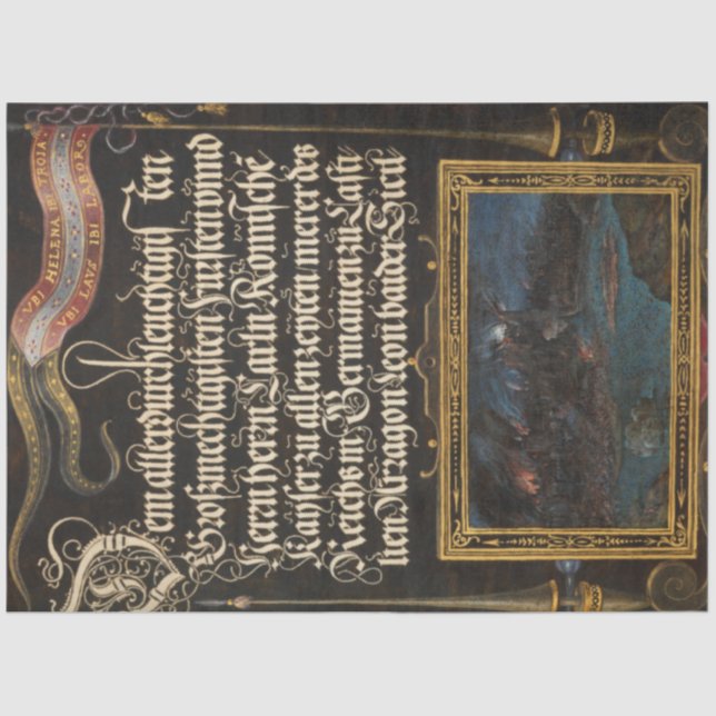 Vintage Calligraphy & Landscape Ephemera Decoupage Tissue Paper (Front)