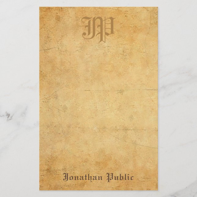 Vintage Calligraphy Monogram Cool Old Paper Look (Front)