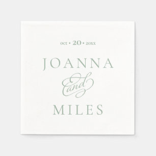 Vintage Calligraphy Sage Simple & Elegant Wedding  Napkin