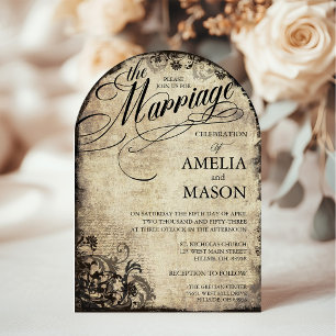 Vintage Calligraphy Script Flourish Wedding Invitation