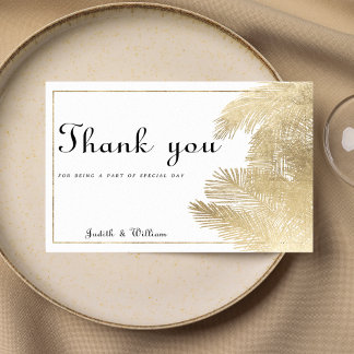 Vintage calligraphy white gold floral Thank You Invitation