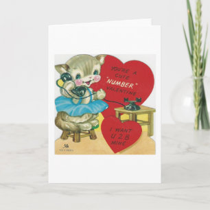 Vintage Calling Kitty Valentine Holiday Card