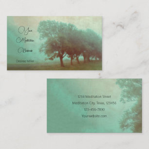 Vintage Calming Green Forest Trees Meditation Business Card