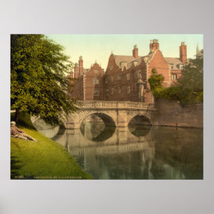 Vintage Cambridge England, St. Johns Bridge Poster