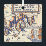 Vintage Camden Bar Harbour Ornament<br><div class="desc">This is an amazing,  vintage map of  the Maine coast at Camden and Bar Harbour repurposed on an ornament.</div>