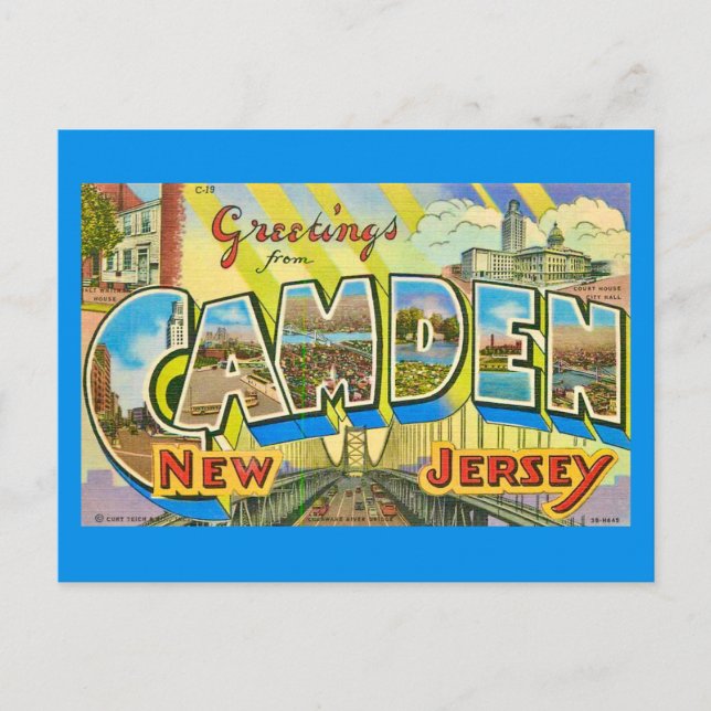 Vintage Camden New Jersey Postcard (Front)