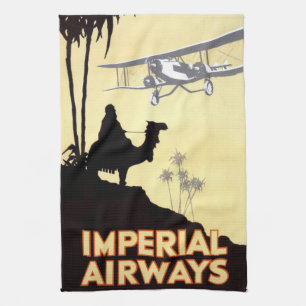 Vintage Camel and Aeroplane Egypt Travel Tea Towel