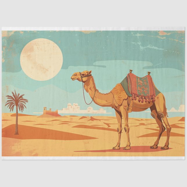 Vintage Camel Poster Furniture Decoupage Tissue Paper (Front)