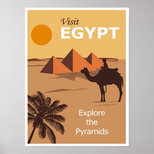 Vintage Camel Pyramid Egypt Travel Poster (Front)