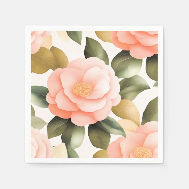Vintage Camellia Flowers Napkin (Front)