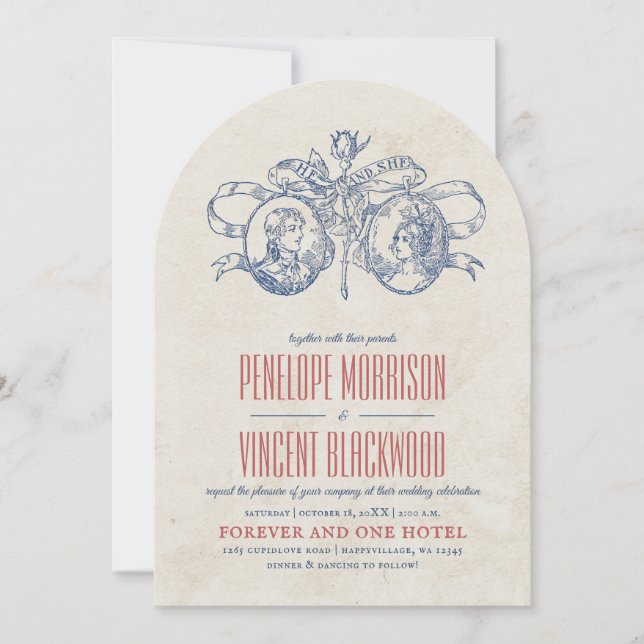Vintage Cameo Love Wedding Invitation (Front)