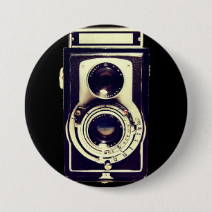Vintage camera 7.5 cm round badge