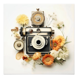 Vintage Camera and Flower Photo Print