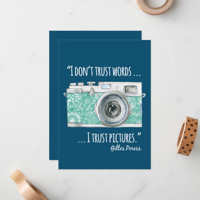Vintage camera and quote card (Front/Back In Situ)