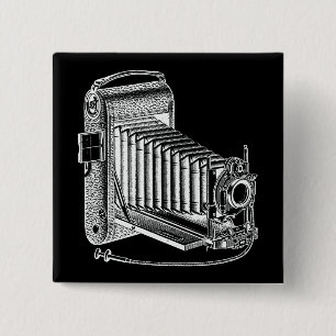 Vintage Camera - Antique Cameras Photography Retro 15 Cm Square Badge