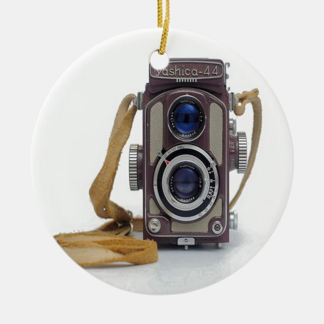 Vintage Camera Ceramic Tree Decoration (Front)