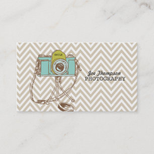 Vintage Camera Chevron Photographer Business Cards