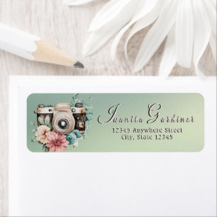 Vintage Camera & Floral Dusty Pink & Teal Bloom