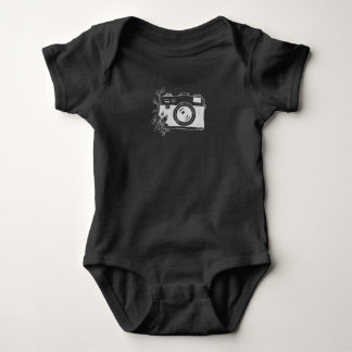 Vintage Camera – Floral Sketch Baby Bodysuit