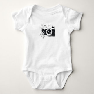 Vintage Camera – Floral Sketch Baby Bodysuit