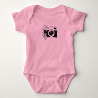Vintage Camera – Floral Sketch Baby Bodysuit